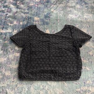 American Eagle Outfitters Black Lace Crop Top
